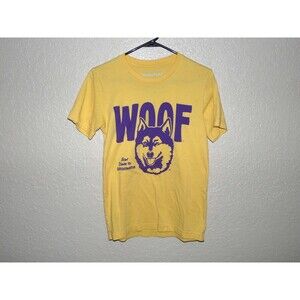UW Washington Huskies Homefield Women's Size S Woof Bow Down Retro Yellow Shirt